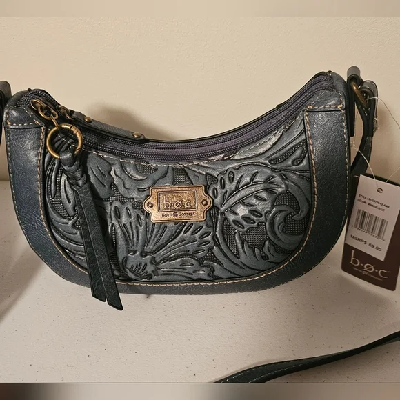 b.o.c. Women's Blue Embossed Shoulder Bag - Picture 1 of 4